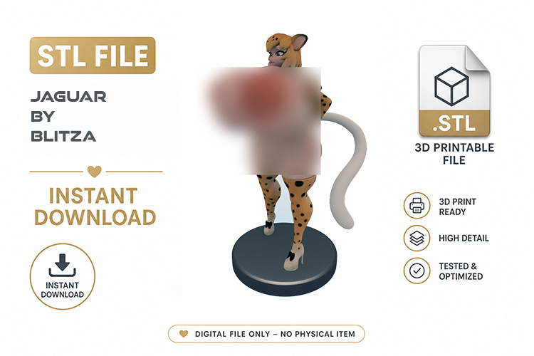 فایل STL سه‌بعدی زن گربه ای سینه بزرگ Jaguar_by_Blitza
