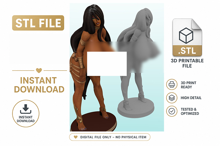 فایل STL سه‌بعدی دختر سیاه پوست Farah_Topless