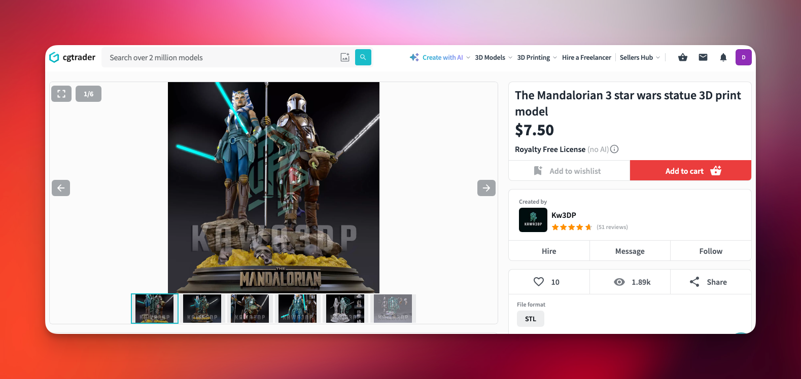 فایل STL سه‌بعدی CGTrader - The Mandalorian 3
