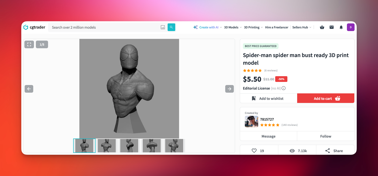 فایل STL سه‌بعدی cgtrader_113_spiderman-bust