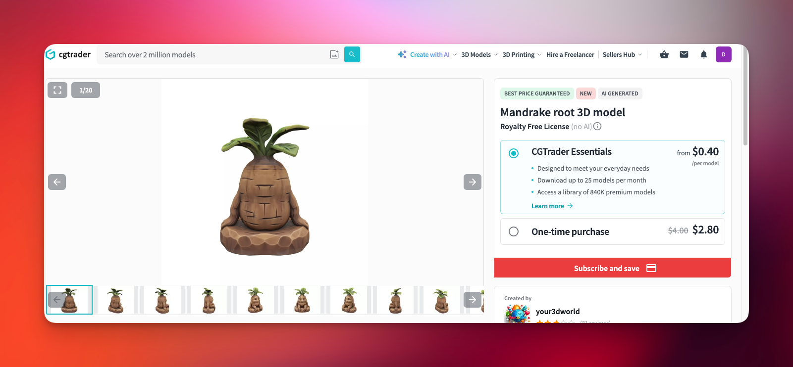 فایل STL سه‌بعدی Mandrake CGtrader