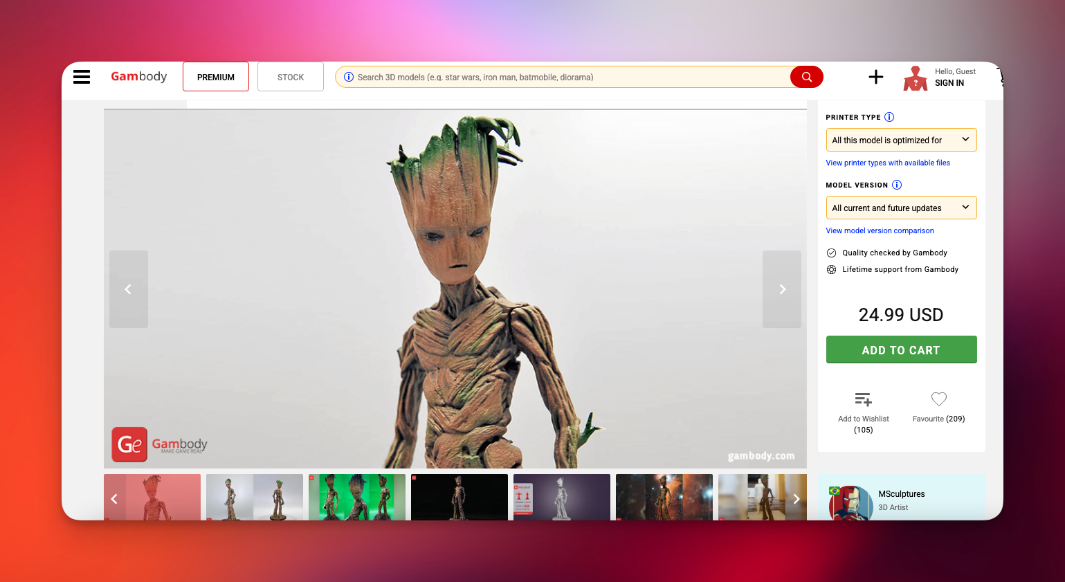 فایل STL سه‌بعدی Teenage Groot