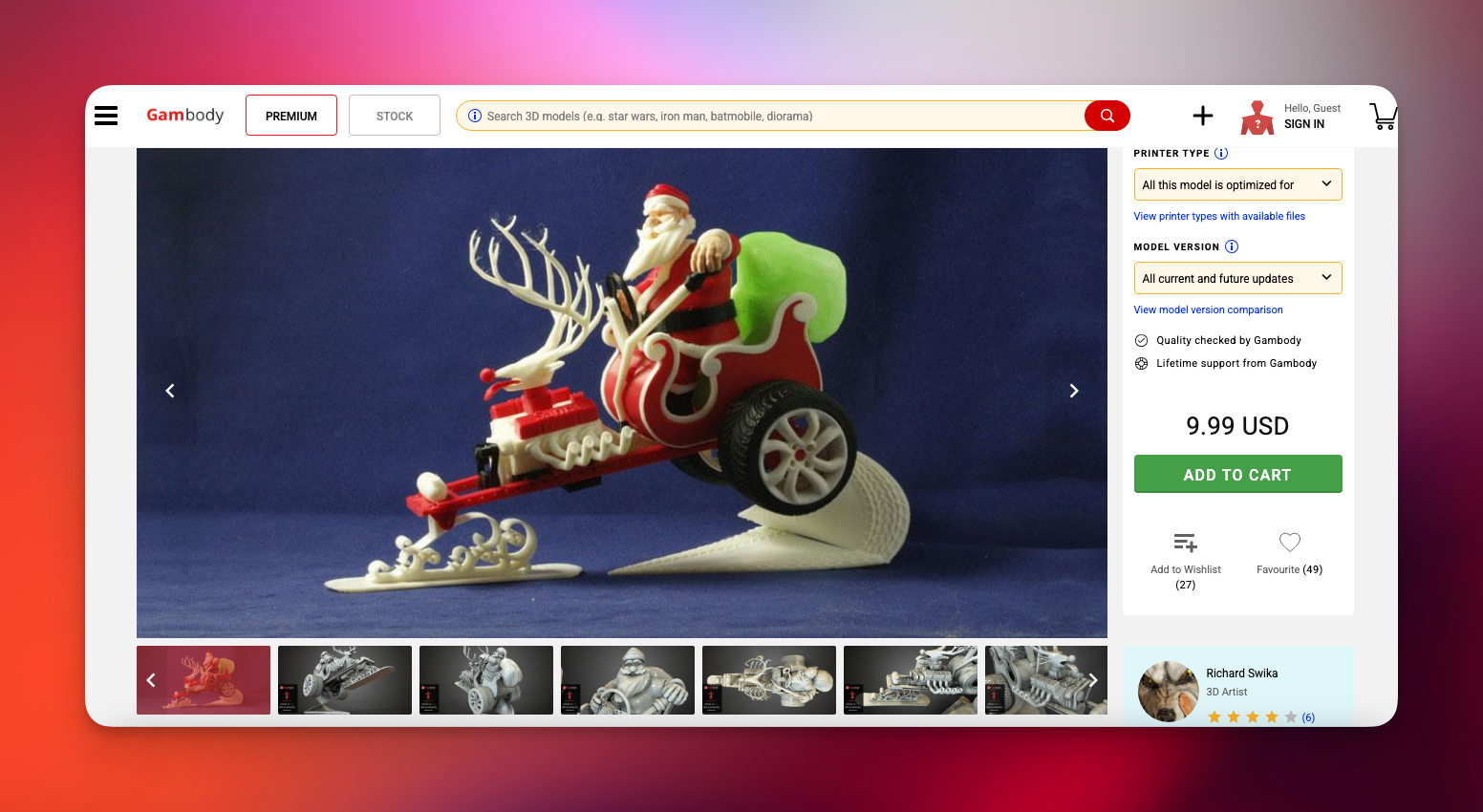 فایل STL سه‌بعدی Santa New Sleigh - Gambody