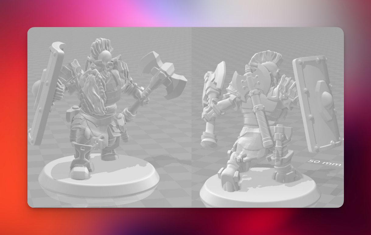 فایل STL سه‌بعدی Dwarf axe + Shield